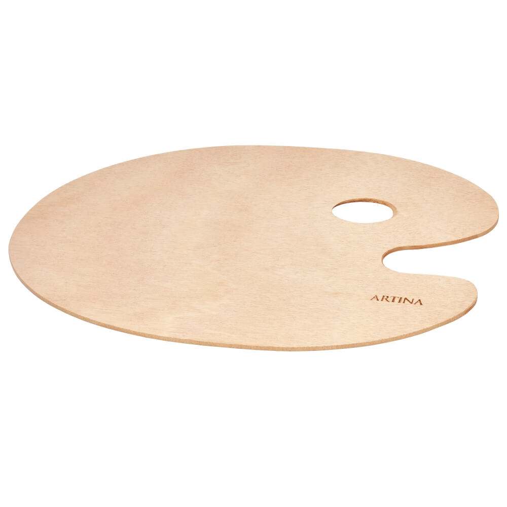 Artina Farbmischpalette oval aus massivem Vollholz mit Daumeneingriff zum Farbmischen