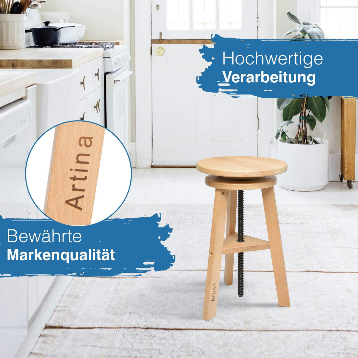 Artina Malhocker Arles höhenverstellbarer Malhocker aus FSC zertifiziertem Buchenholz