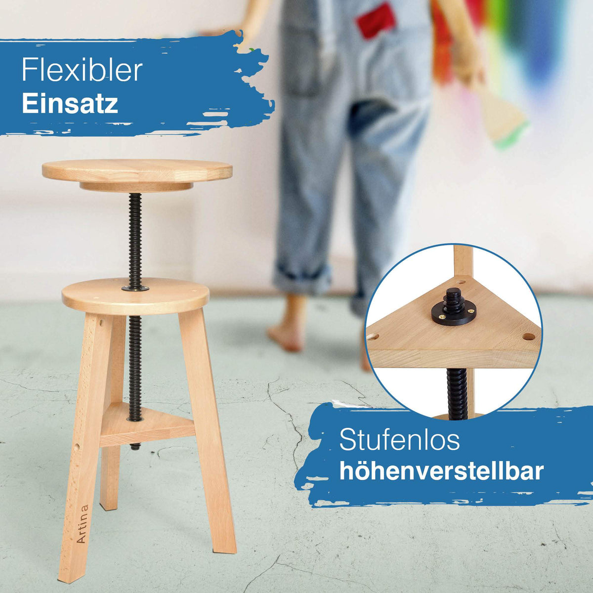 Artina Malhocker Arles höhenverstellbar aus FSC® zertifiziertem Buchenholz