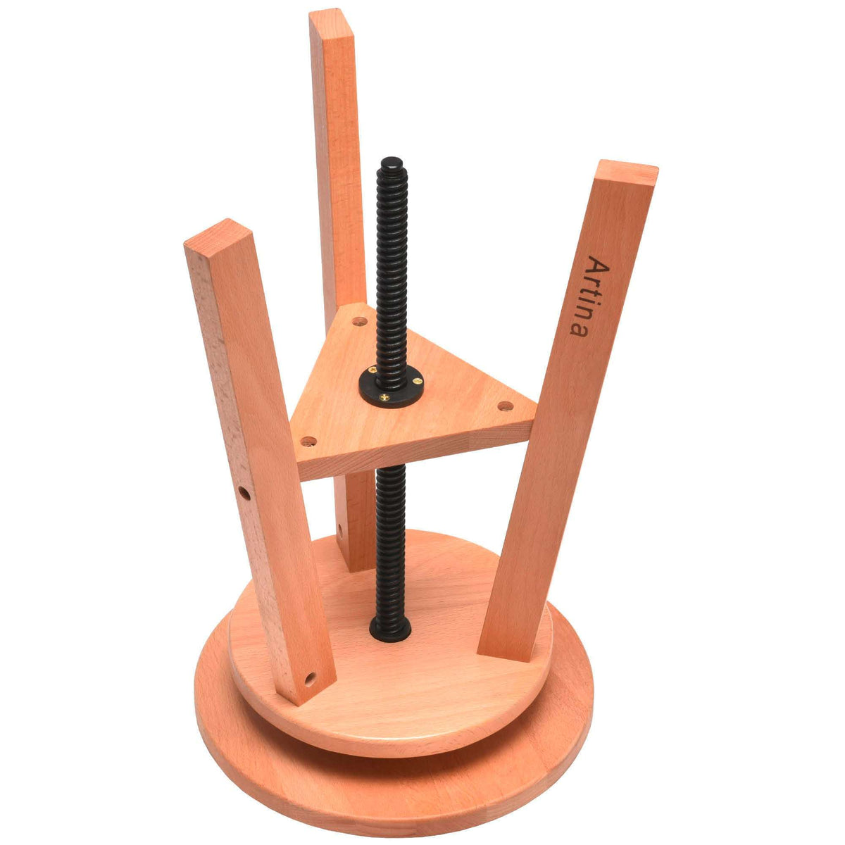 Artina Malhocker Arles aus FSC zertifiziertem Buchenholz, höhenverstellbarer Malhocker mit stabilem Metallspindel, 42-60 cm Sitzhöhe
