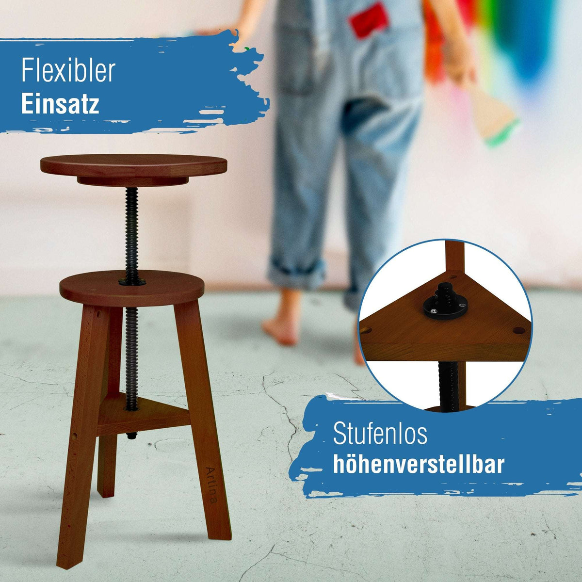 Artina Malhocker Arles höhenverstellbar aus FSC® zertifiziertem geöltem Buchenholz Nussbaum
