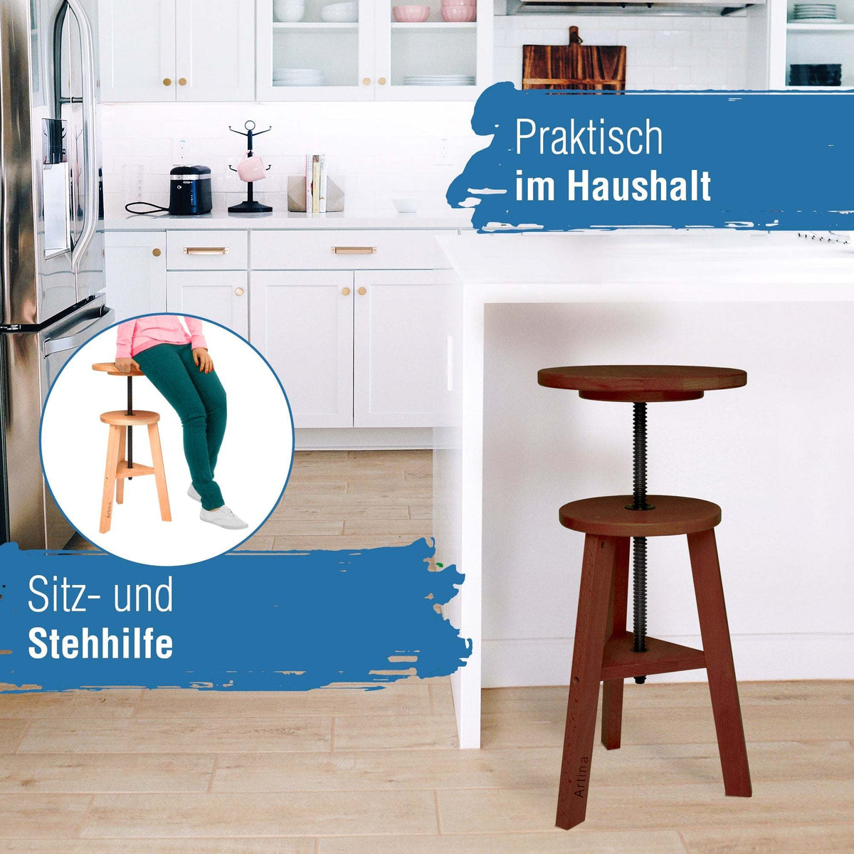 Artina Malhocker Arles drehbar höhenverstellbar FSC zertifiziert Buchenholz Nussbaum