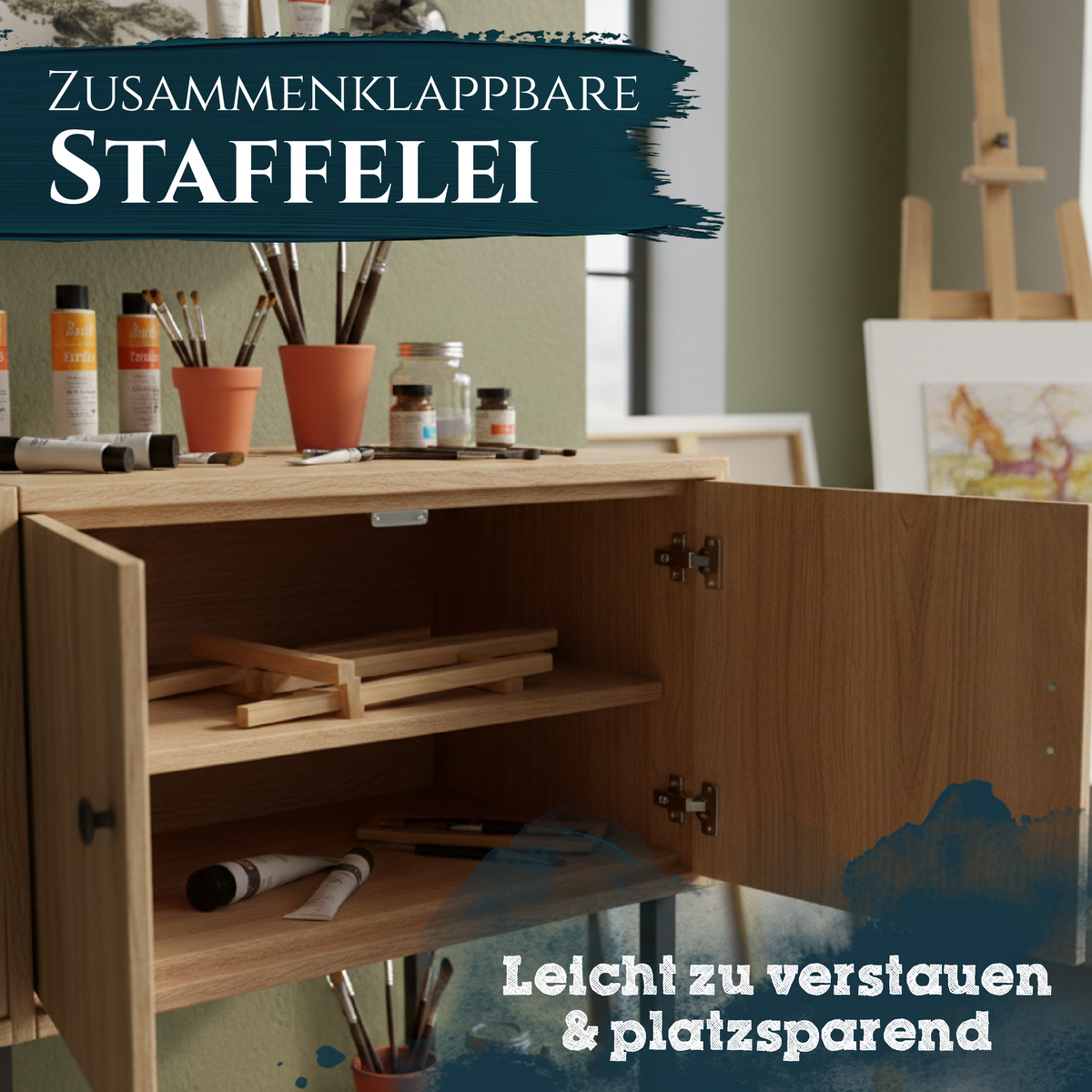 Artina Tischstaffelei Manchester aus geöltem Kiefernholz, kompakte Tischstaffelei 19x17x28cm