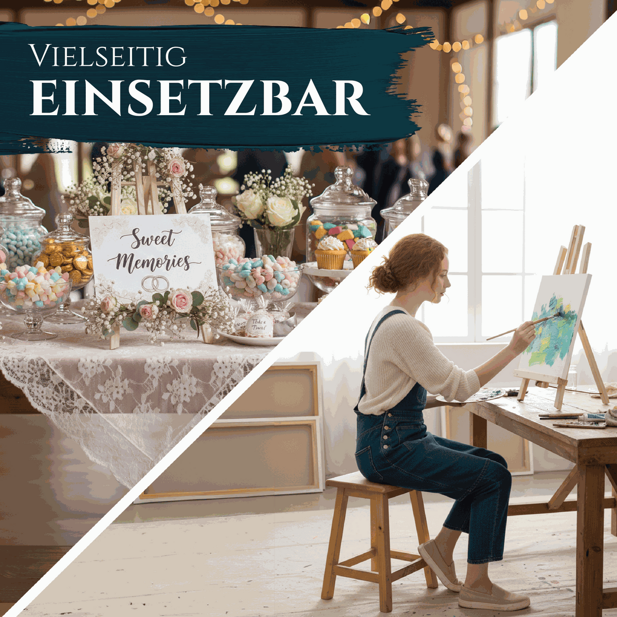 Kompakte Tischstaffelei aus massivem Kiefernholz Modell London, ca. 24x29x47cm, leicht und klappbar für Maltechniken wie Öl- und Acrylmalerei