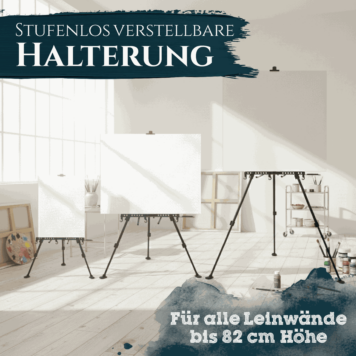 Artina Aluminium-Staffelei Paris teleskopisch verstellbar mit Pinselhalter und Tasche