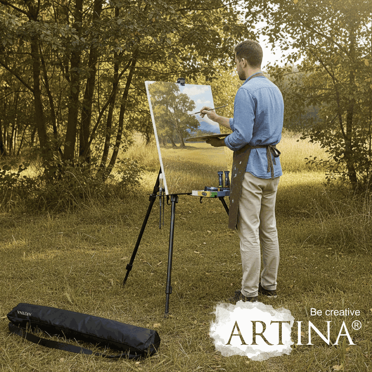 Artina Aluminium-Staffelei Paris teleskopierbar mit Pinselhalter und Tasche for Künstler