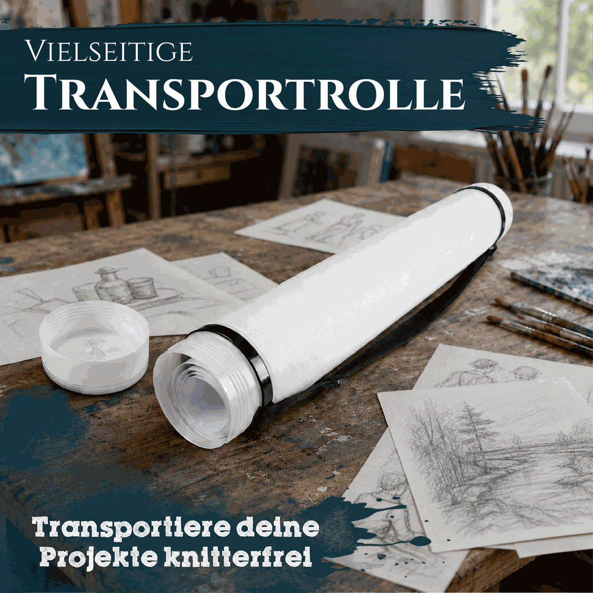 Artina Posterrolle A0 Transportrolle 60–100 cm Schwarz/Weiß/Silber Archiva