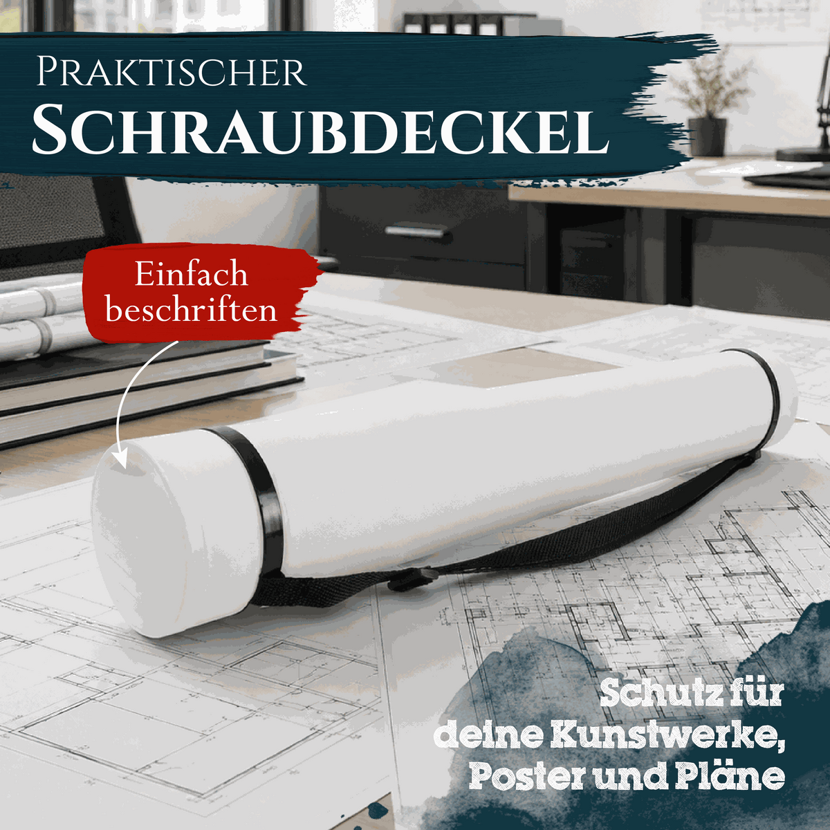 Artina Posterrolle A0 Transportrolle 60–100 cm Schwarz/Weiß/Silber Archiva