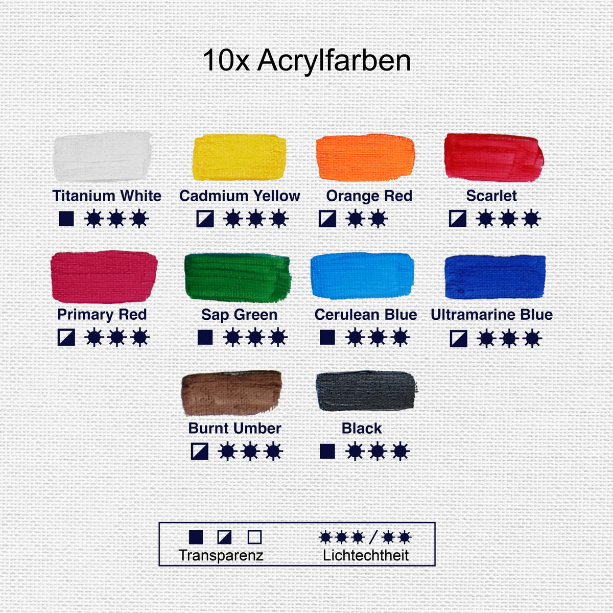 Artina Crylic Intro-Set Acrylfarbe Tubes 10x120ml vibrant acrylic paint set
