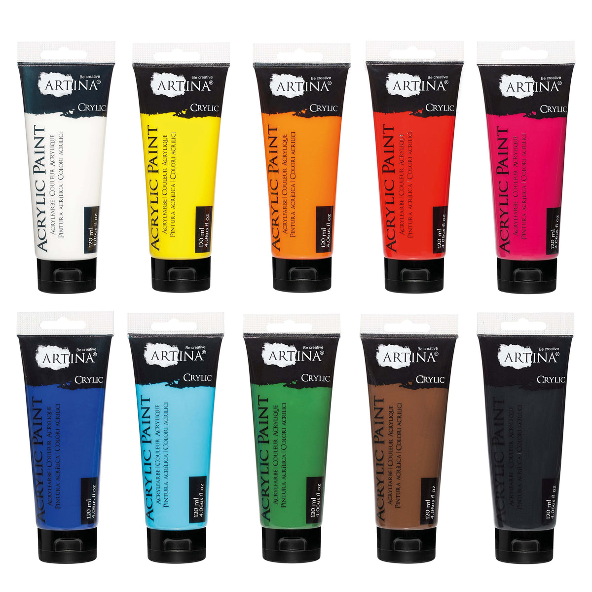 Artina Crylic Intro-Set Acrylfarbe 10x120ml tubes vibrant acrylic paint set