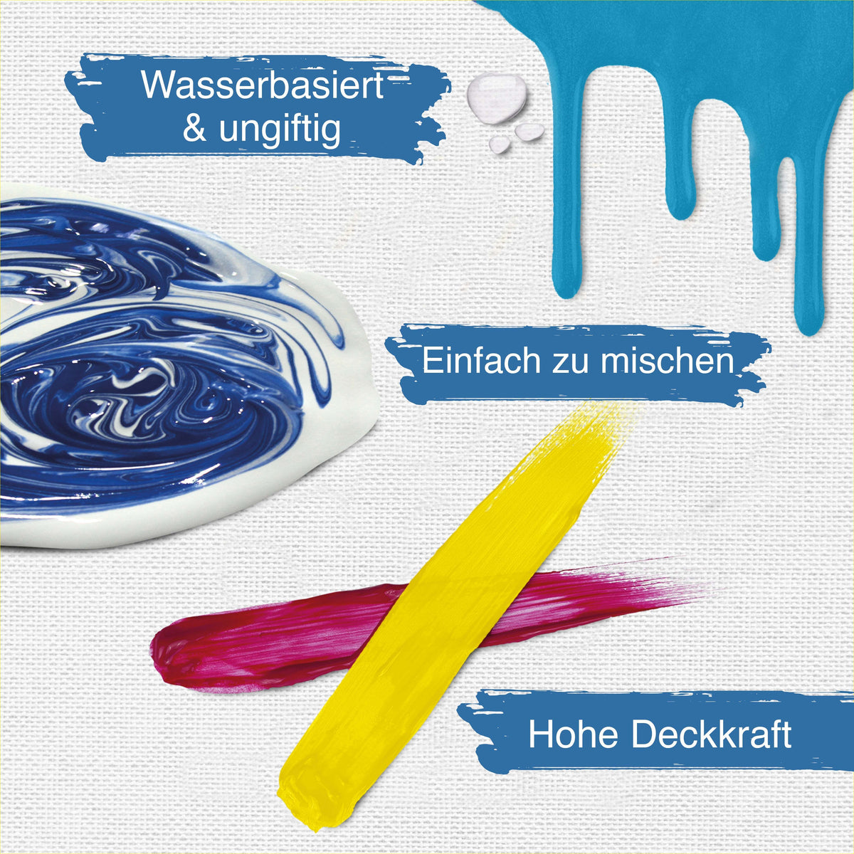 Artina Crylic Acrylfarbe 10x500ml set with vibrant, fast-drying, water-mixable acrylic paints