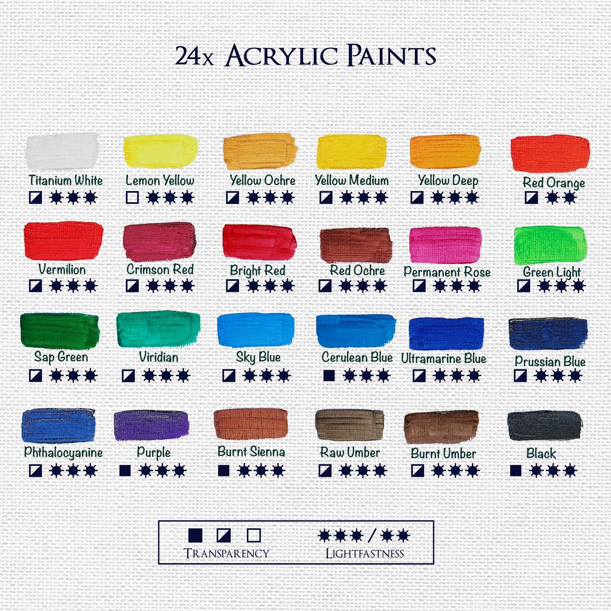 Artina Acrylfarben Set 24x22ml Tubes with high pigment, quick drying, and water-resistant acrylic paint for artists