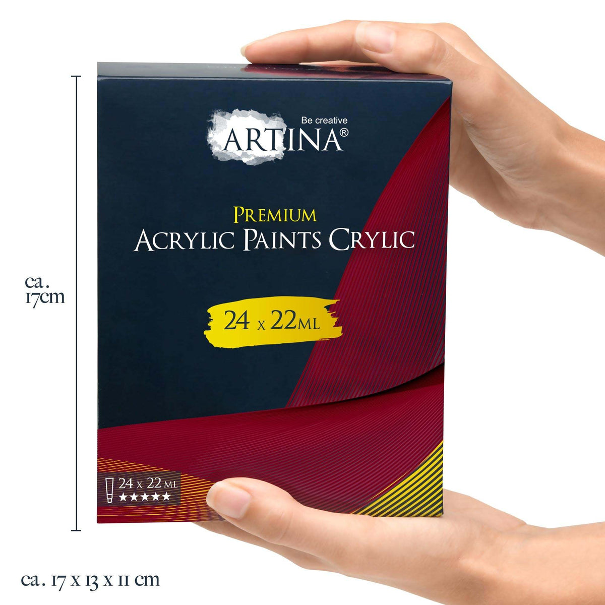 Artina Acrylfarben Set 24 Tuben 22ml schnell trocknend hohe Deckkraft und Lichtechtheit