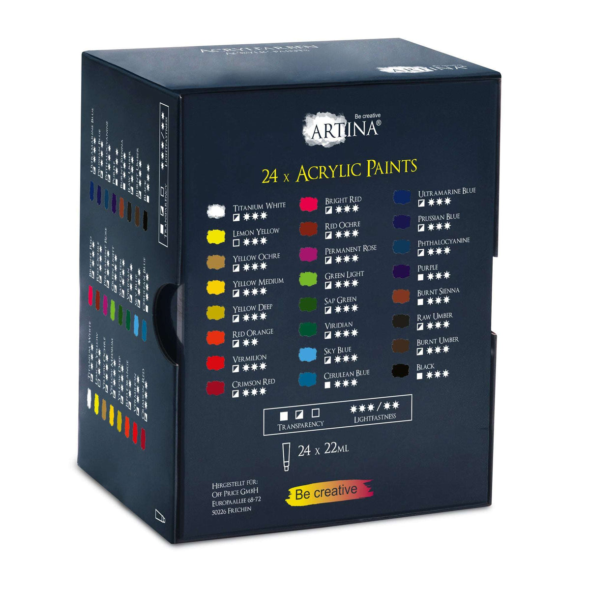24-tube 22ml Acrylfarben Set with vibrant, fast-drying acrylic paint for artists and hobbyists