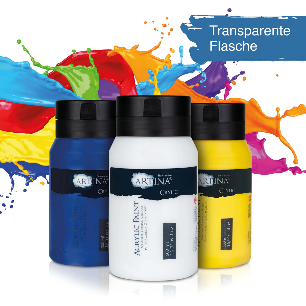 Artina Crylic Acrylfarbe Set 6 Tuben 500ml schnell trocknend pigmentstark wasserfest