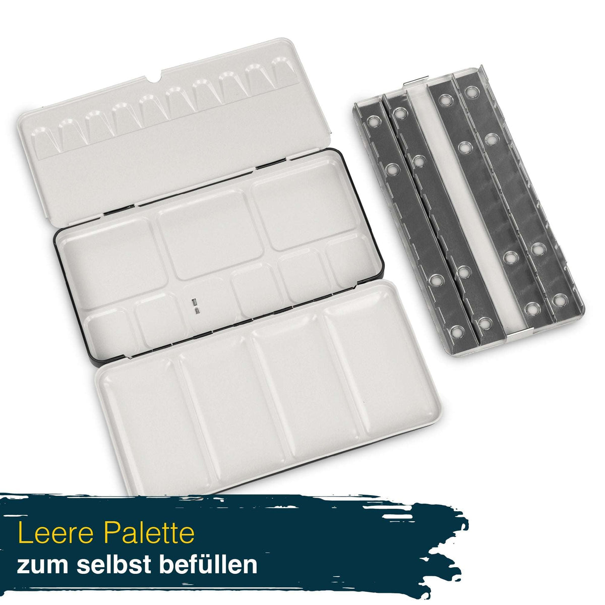 Artina Colaro Leerkasten leerer Aquarell Malkasten aus Metall mit 24/48 halben Näpfen und Mischflächen