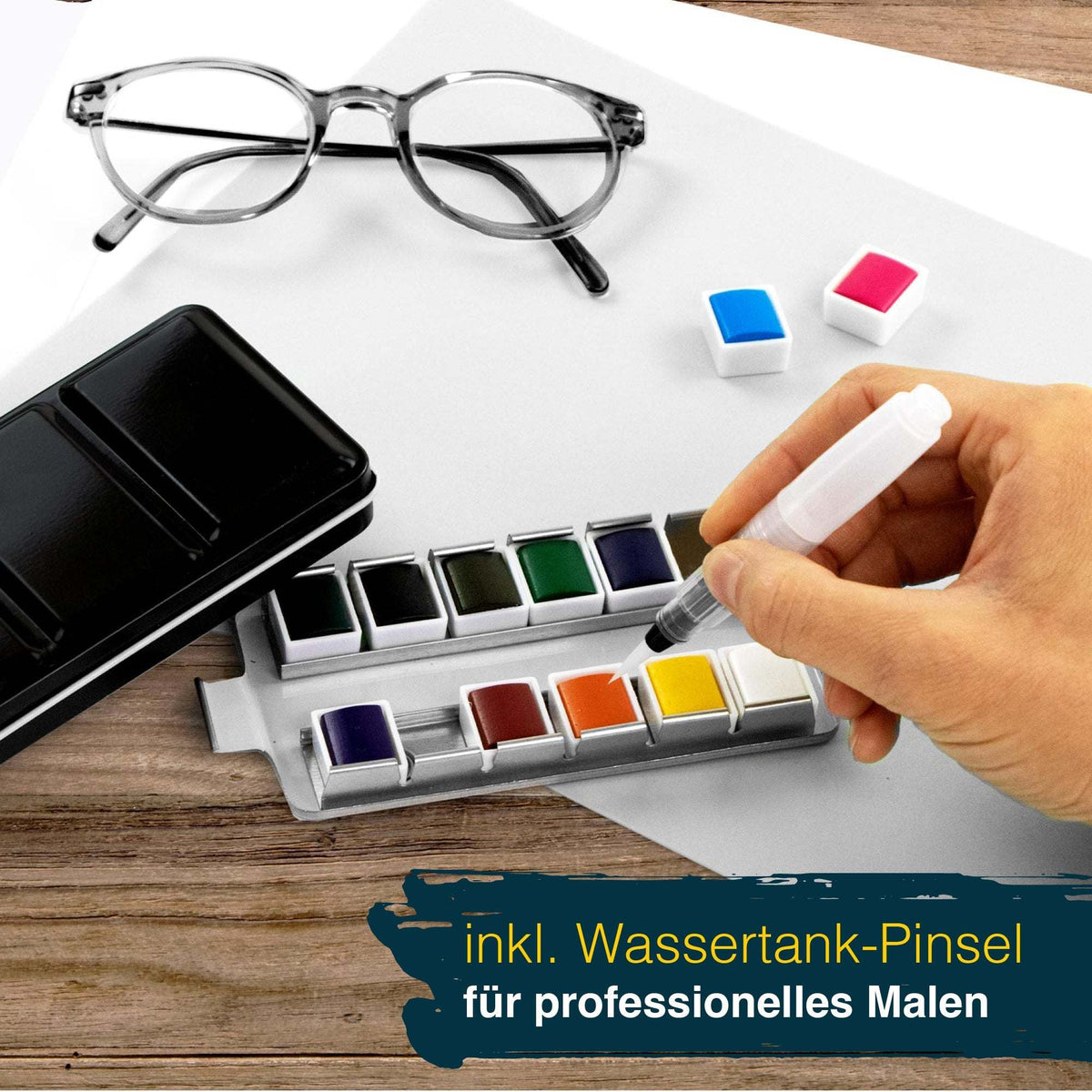 Artina Colaro Aquarellfarben Metall Malkasten Set mit Wassertankpinsel und 12-36 Farben
