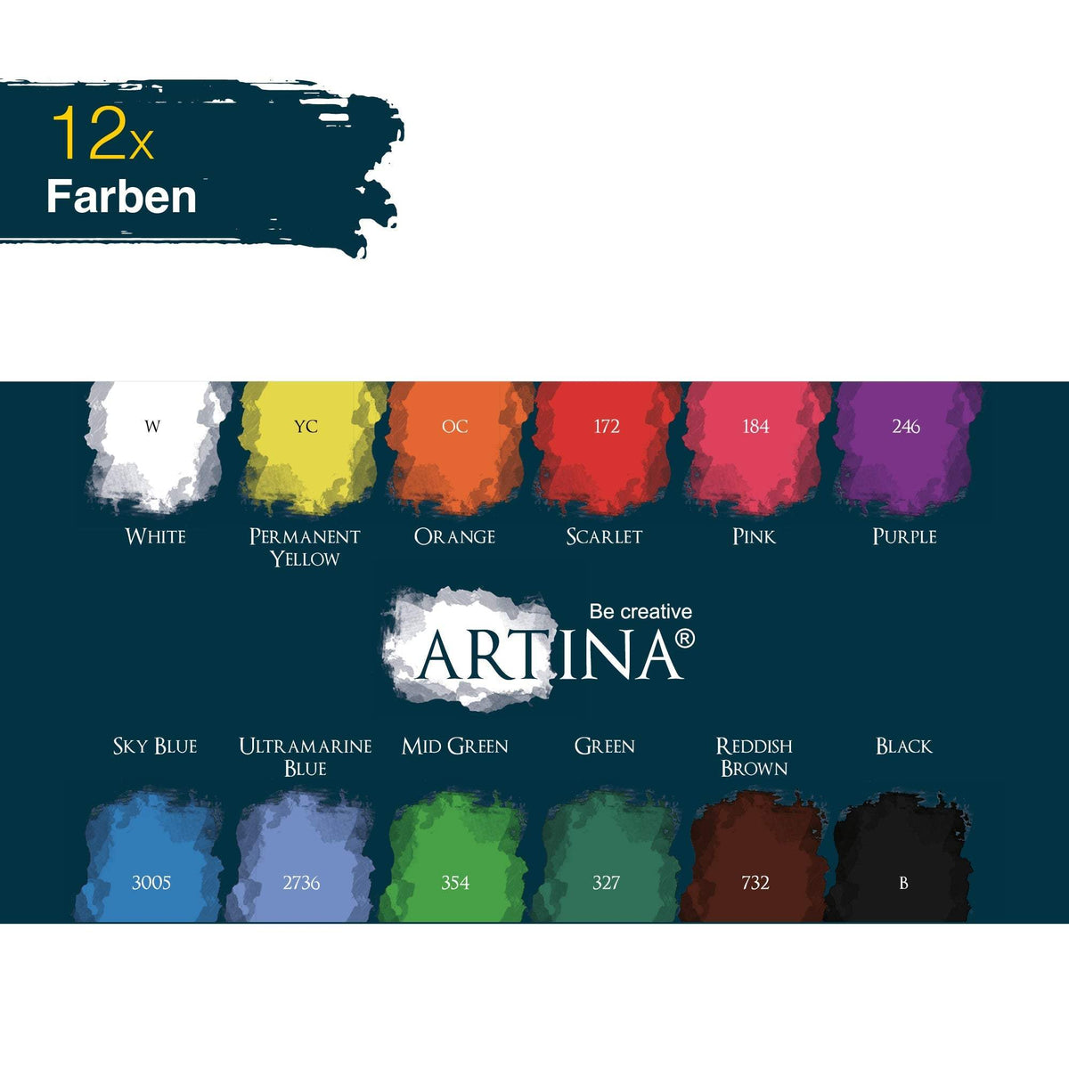 Artina Colaro Aquarellfarben Malkasten Set mit 12/24/36 Farben und Wassertankpinsel in Metallbox