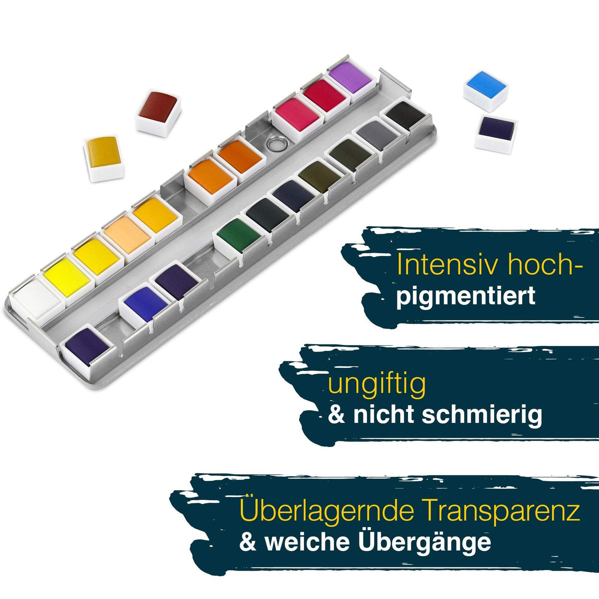 Artina Colaro Aquarellfarben Malkasten Set mit Wassertankpinsel und 12-36 ungiftigen Wasserfarben in handlicher Metallbox