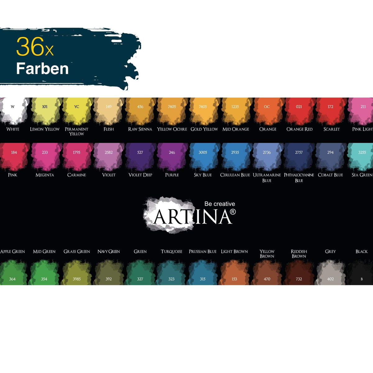 Artina Colaro Aquarellfarben Malkasten Set mit Wassertankpinsel und 12 bis 36 Farben in Metallbox