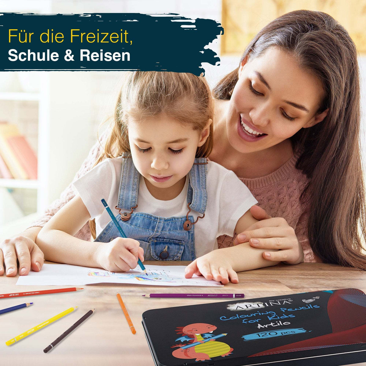 Artina Artilo Kinder Buntstifte Set mit FSC Zertifikat in Metallbox