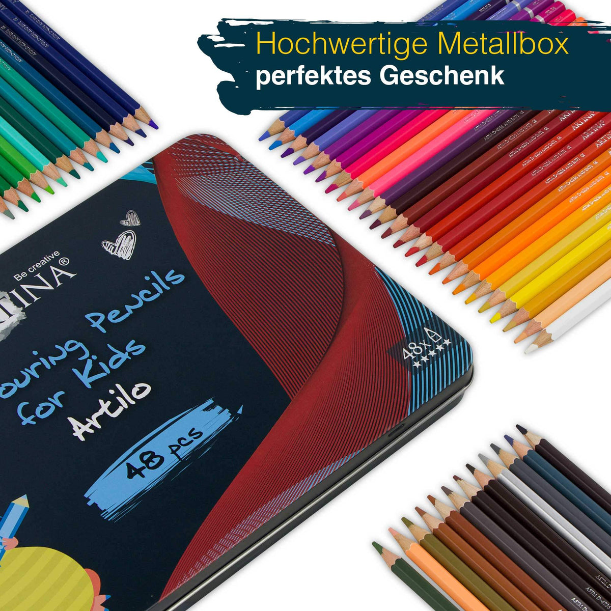 Artina Artilo FSC certified colorful children's colored pencils set in metal box
