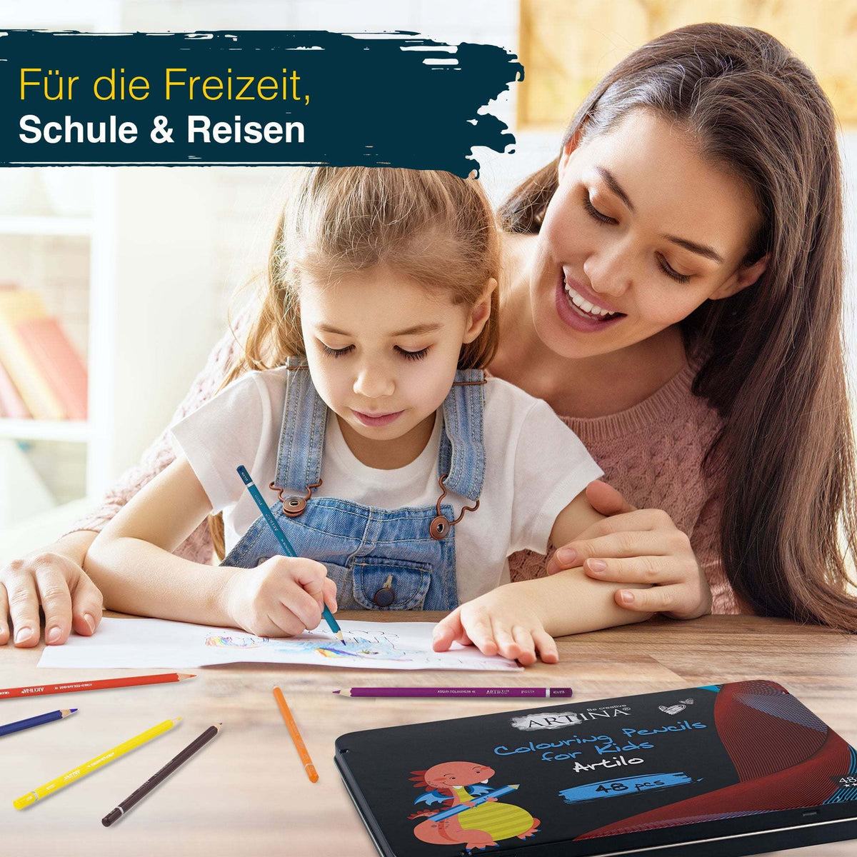 Artina Artilo Kinder Buntstifte Set mit FSC Zertifikat und metallbox