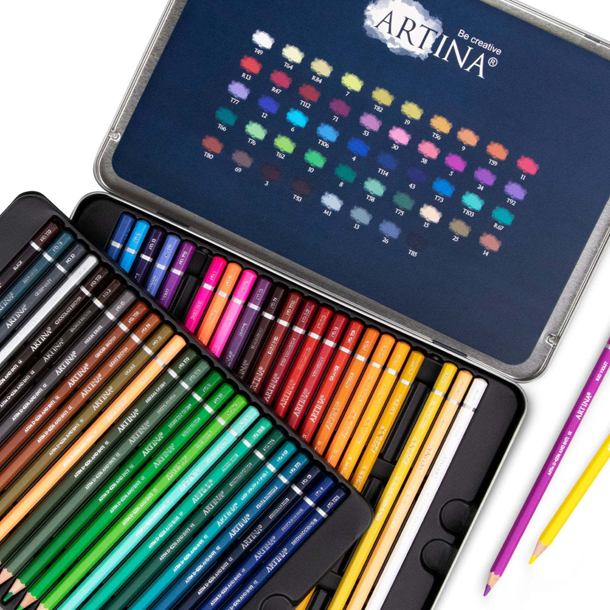 Artina Artilo Kindermalkasten mit 48 bis 160 bruchsicheren, FSC® zertifizierten Farbstiften in Metallbox