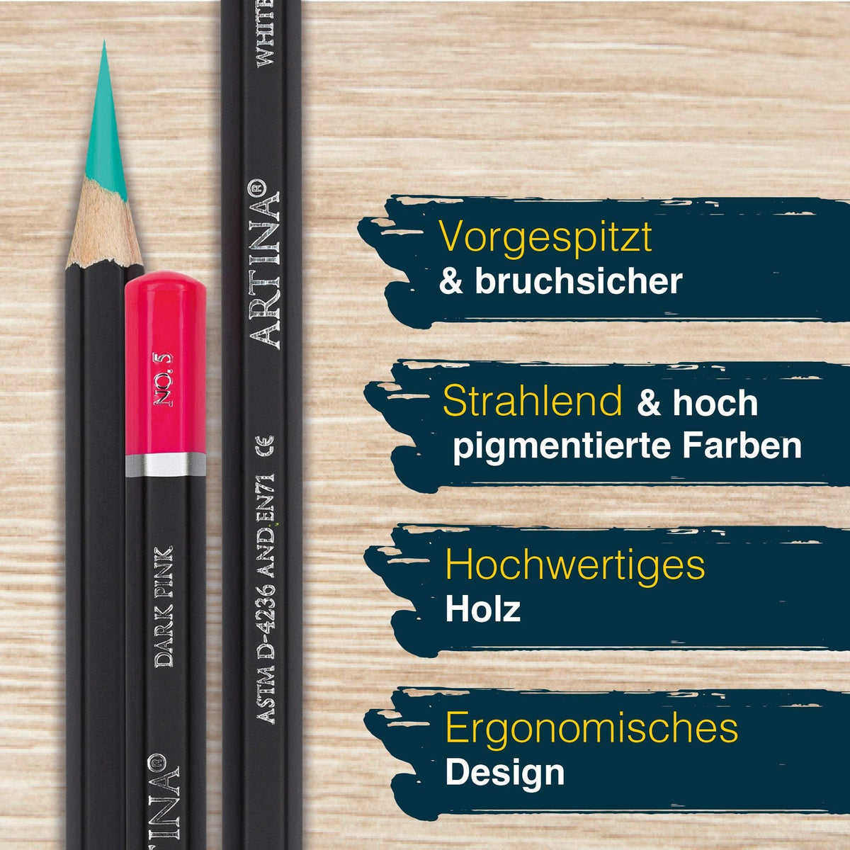 Artina Expertilo Buntstifte Set 72 professionelle, bruchsichere Farbstifte in Metallbox mit FSC-Zertifikat