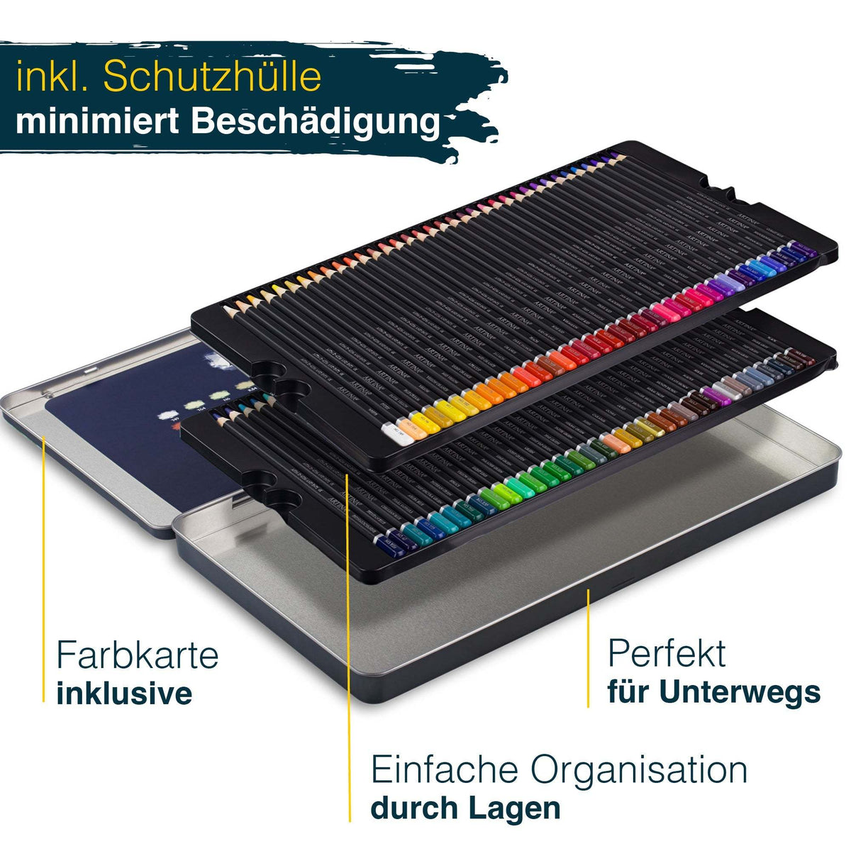 Artina Expertilo Buntstifte Set 72-teilig mit bruchsicherer Mine und FSC-Zertifikat in Metallbox
