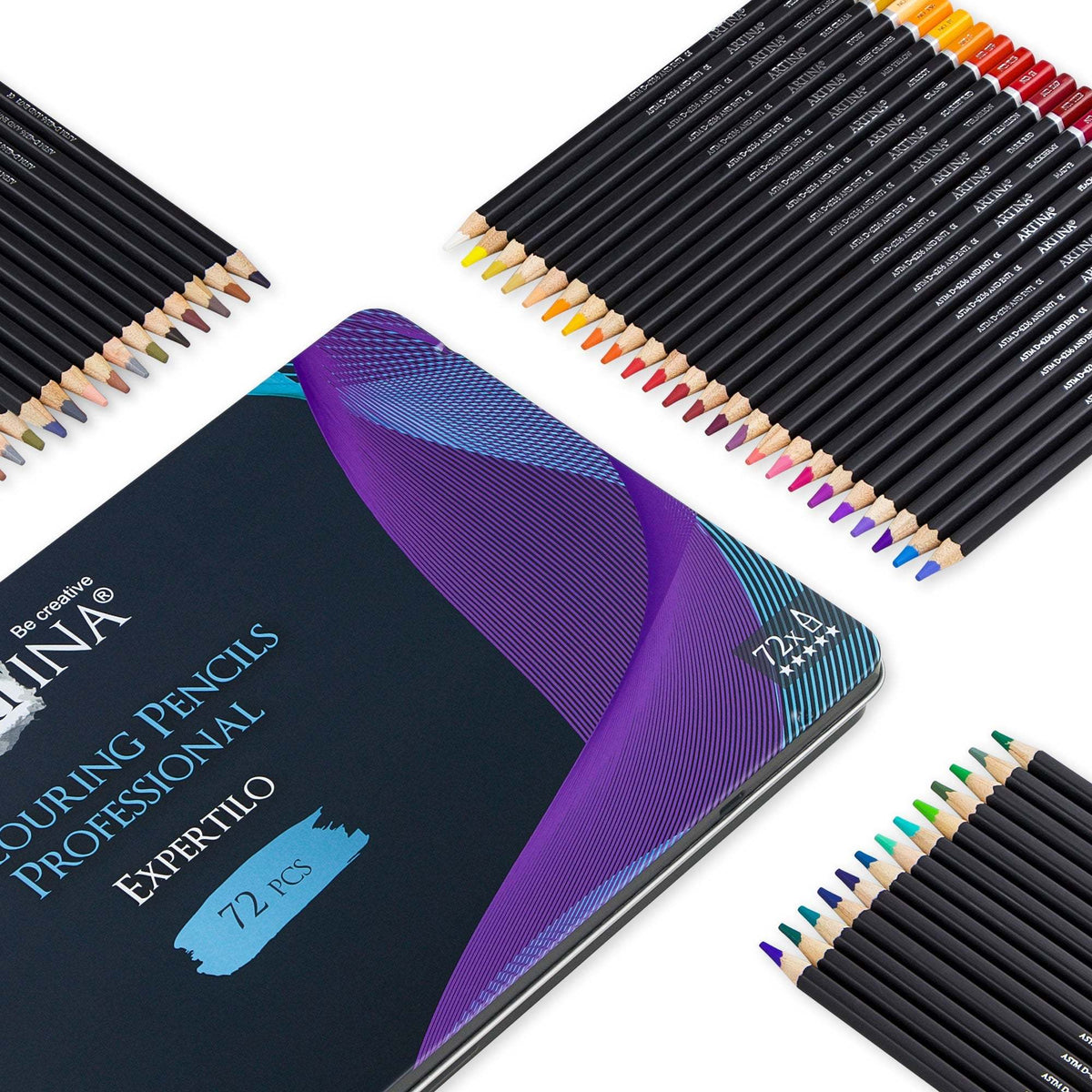 Artina Expertilo Buntstifte Set 72 farbige professionelle Buntstifte in Metallbox mit FSC® Zertifikat