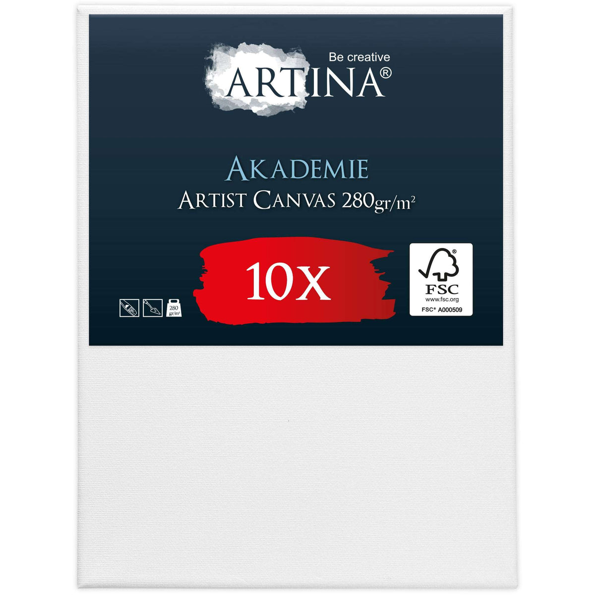 Artina 10er Set Leinwände auf formstabilen FSC®-Keilrahmen, 280g/m² Baumwolle, weiß vorgrundiert, künstlerische Malunterlage