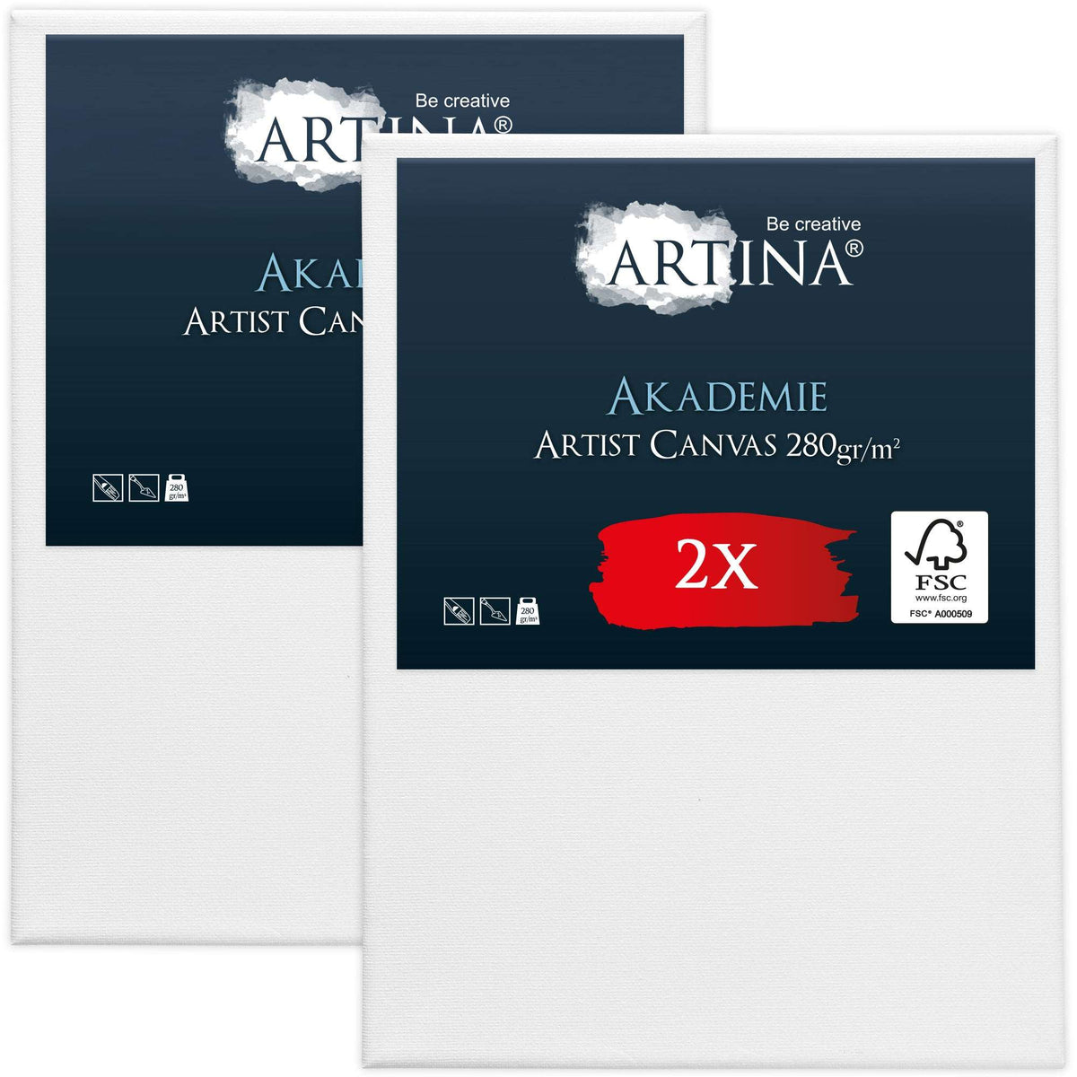 Artina 2er Set Leinwand auf Keilrahmen 280g/m² Baumwolle FSC® zertifiziert