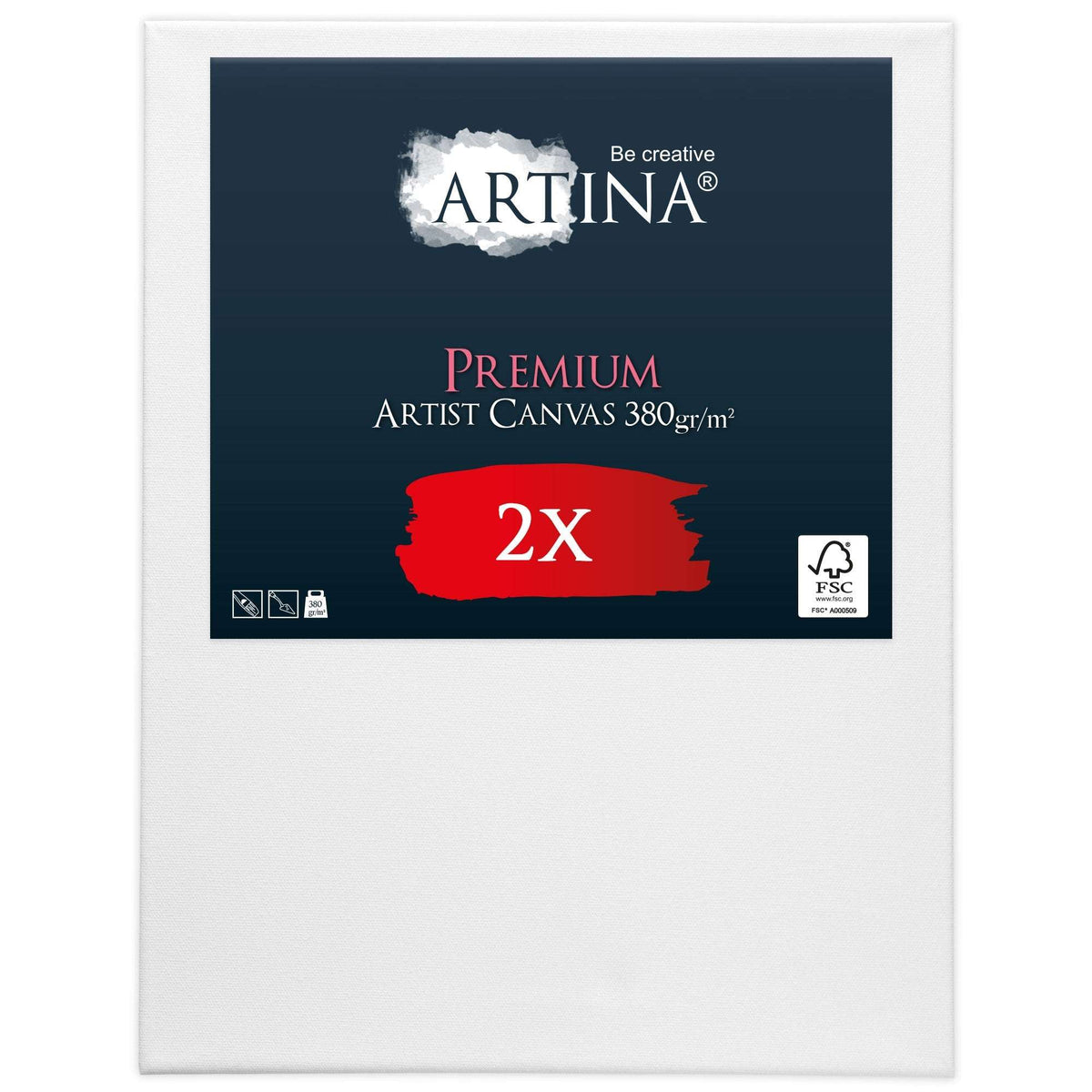 Premium Leinwand auf Keilrahmen 2er Set aus 380g/m² Baumwolle mit 15mm Holzrahmen, fein strukturiert und weiß vorgrundiert