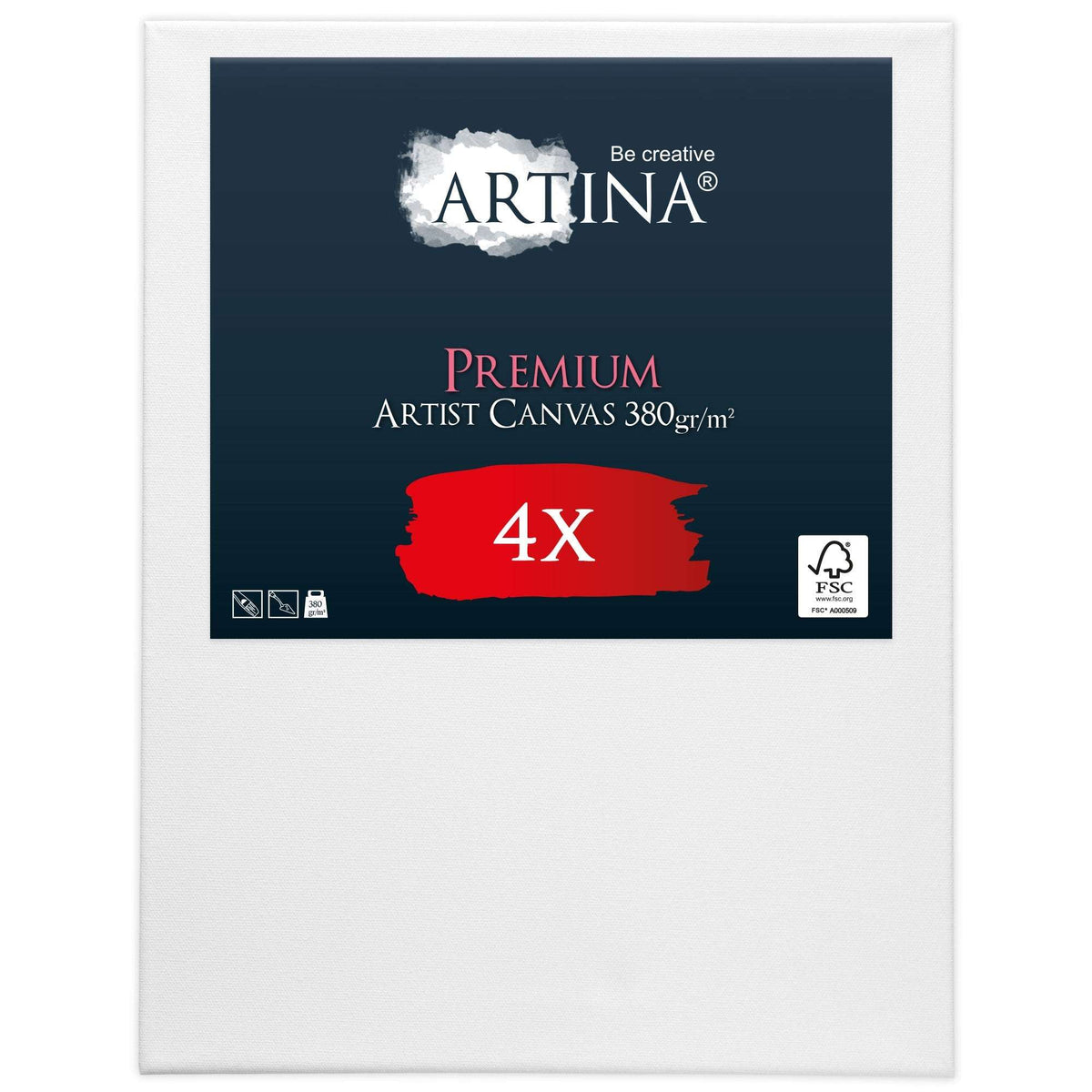 Artina 4er Set Premium Leinwand auf Keilrahmen 380g/m² weiß vorgrundiert robust