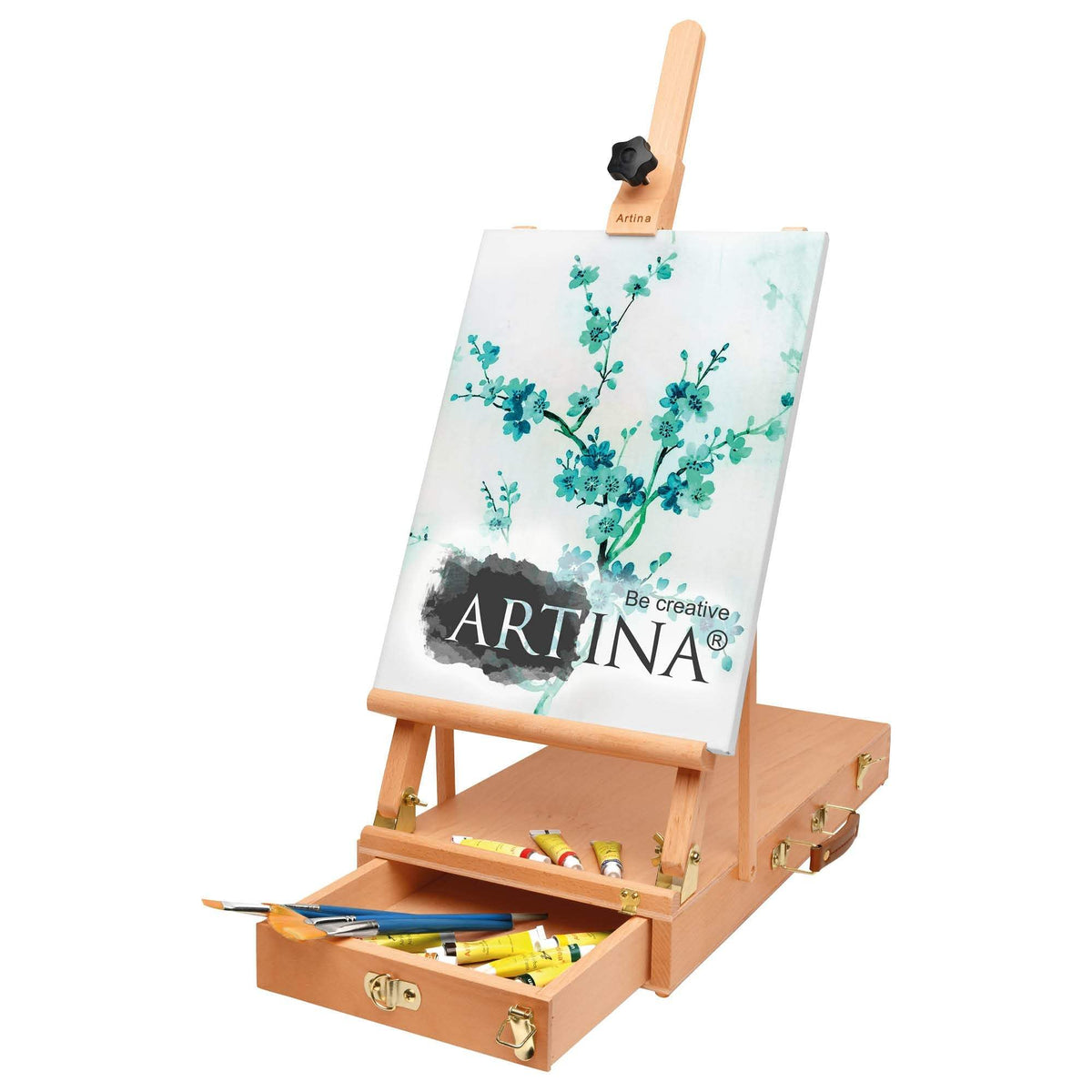 Artina Malset Santorini 30-piece acrylic artist set with wooden easel and painting accessories