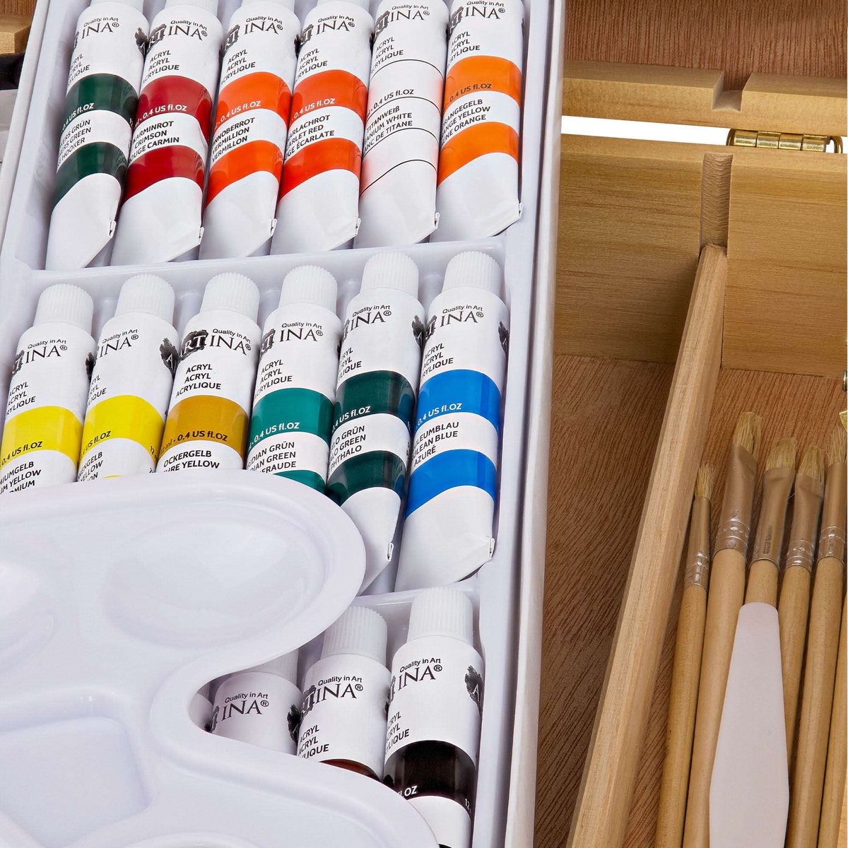 Artina Acrylfarben Malset 28-teilig mit Kofferstaffelei, 18 Acrylfarben und Malzubehör