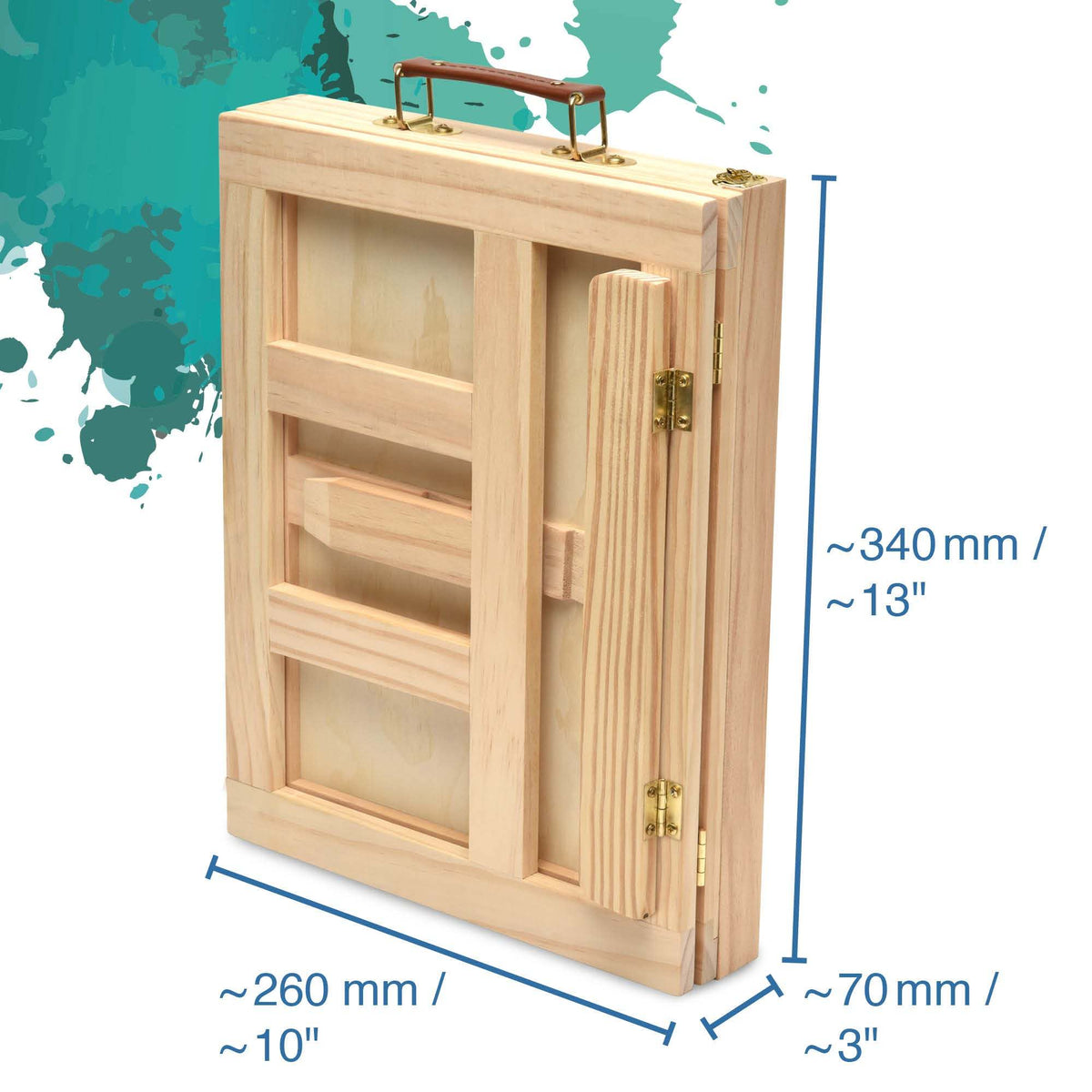 Artina Acryl-Malset Milano 19-teilig mit Kiefernholz Koffer-Staffelei, Acrylfarben, Pinsel und Malspachteln