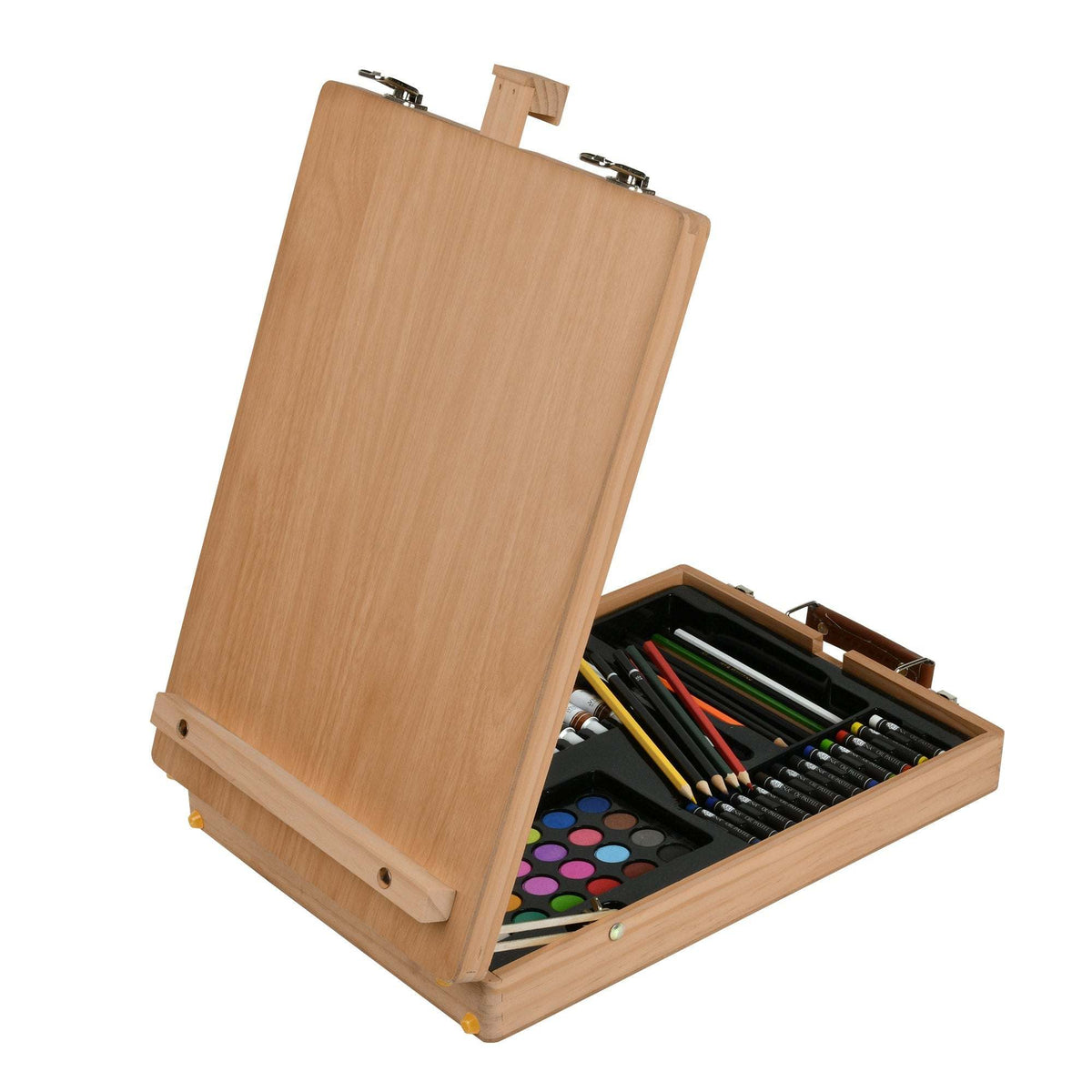 Artina Malset Vincent 188-piece painting set with wooden table easel, acrylic, watercolor, oil crayons, pencils, and brushes