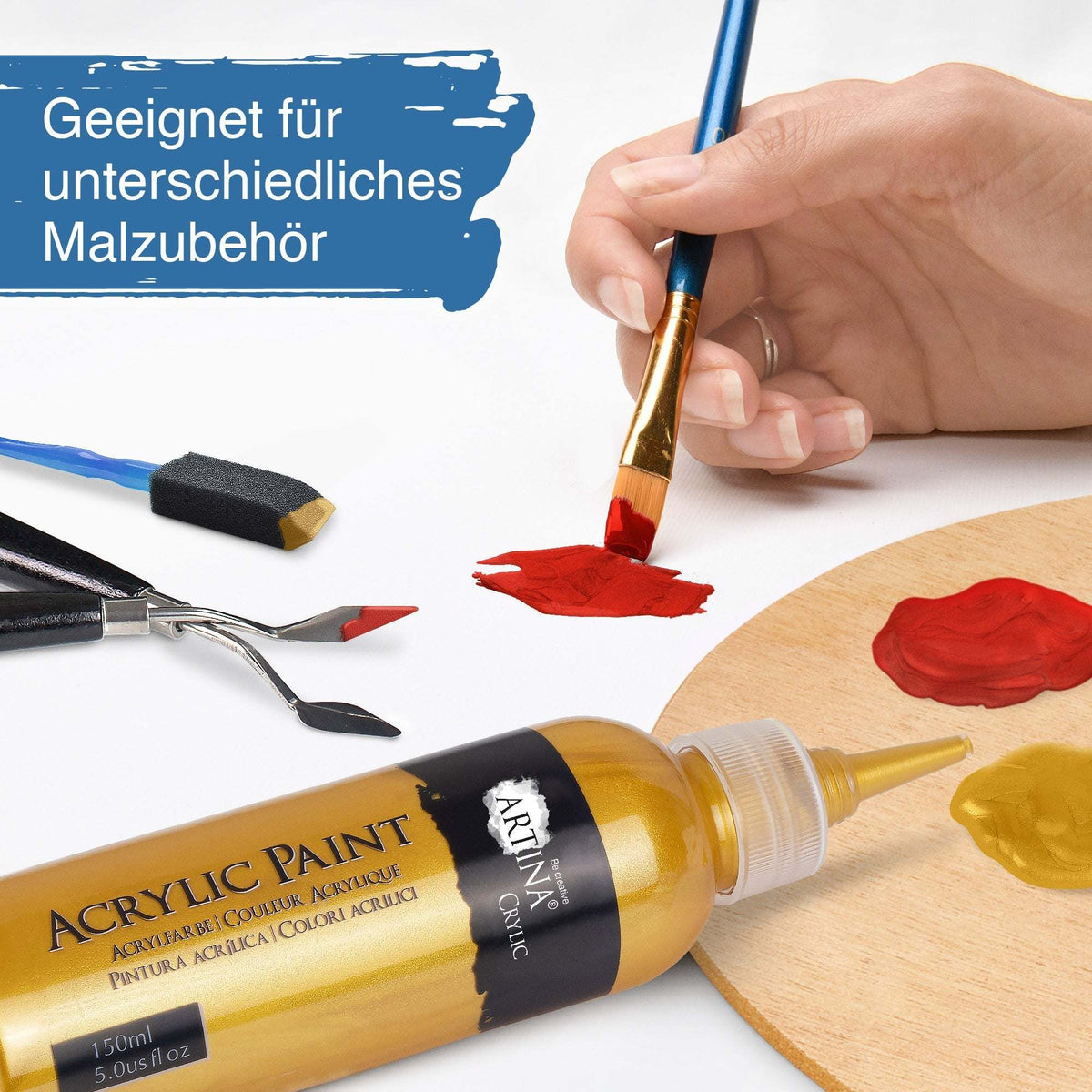 6er Set Artina Metallic Crylic Acrylfarben 6x75ml oder 6x150ml mit schimmerndem Metallic Effekt