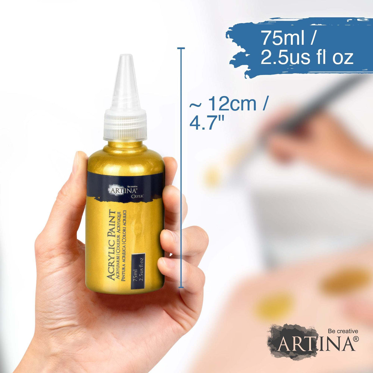 Artina Metallic Crylic 6er Set Acrylfarben mit Metallic Effekt und hoher Deckkraft