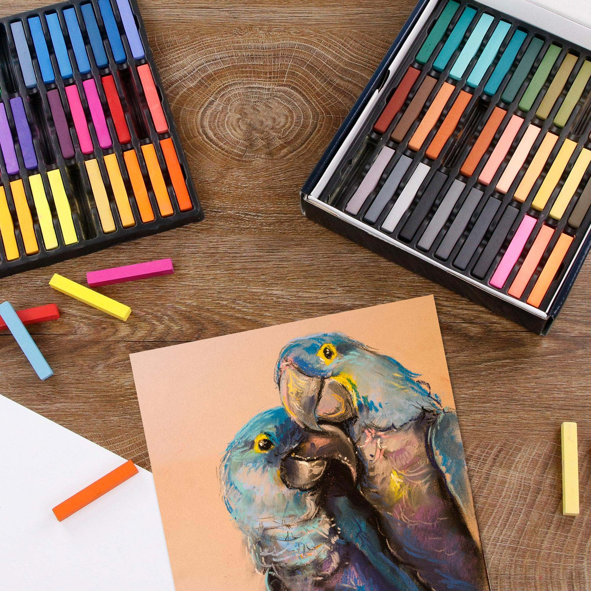 Artina Premium Weichpastellkreide set with 24/48/72 vibrant soft pastel sticks