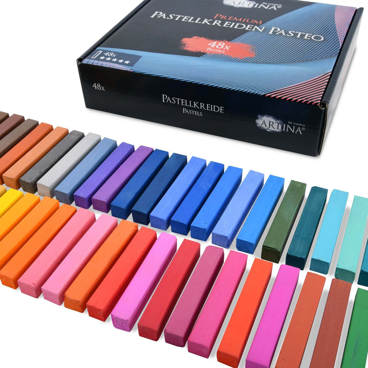 Artina Premium Weichpastellkreide Pasteo Set with 24 to 72 vibrant soft pastel sticks