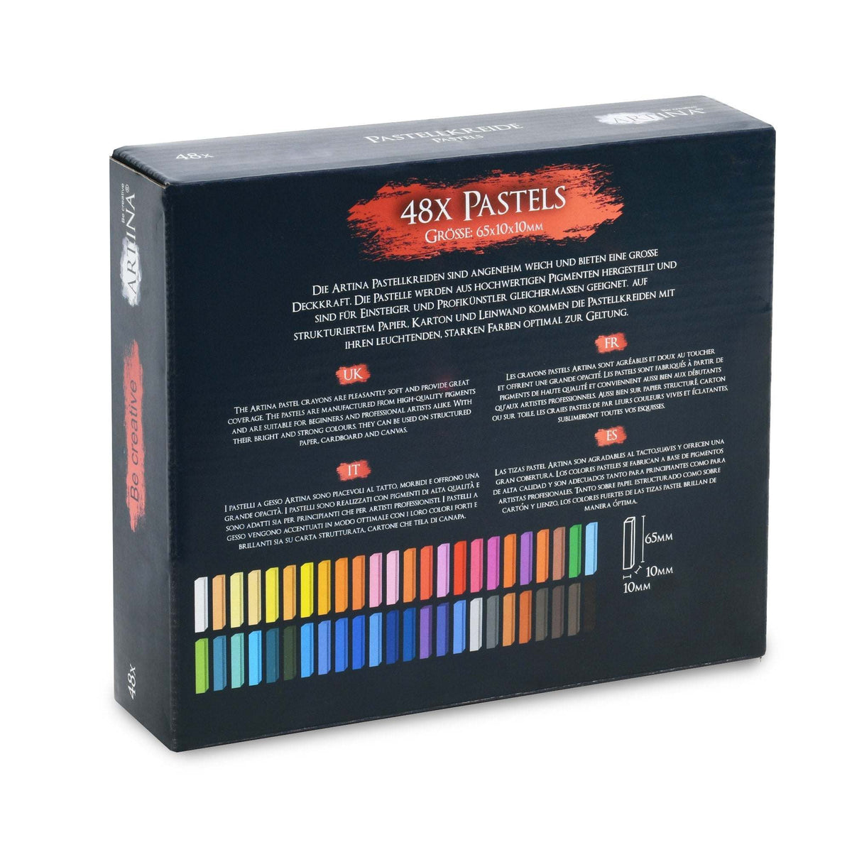 Artina Premium Weichpastellkreide Pasteo set with 24, 48, and 72 vibrant soft pastel sticks