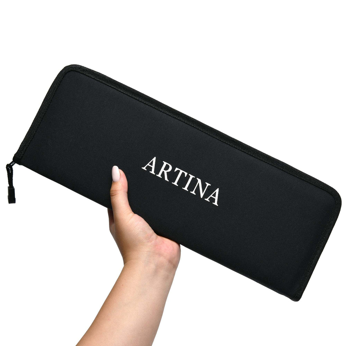 Artina 17tlg Pinselset mit 16 vielseitigen Nylonpinseln und schwarzem Etui für Acryl-, Öl- und Aquarellmalerei