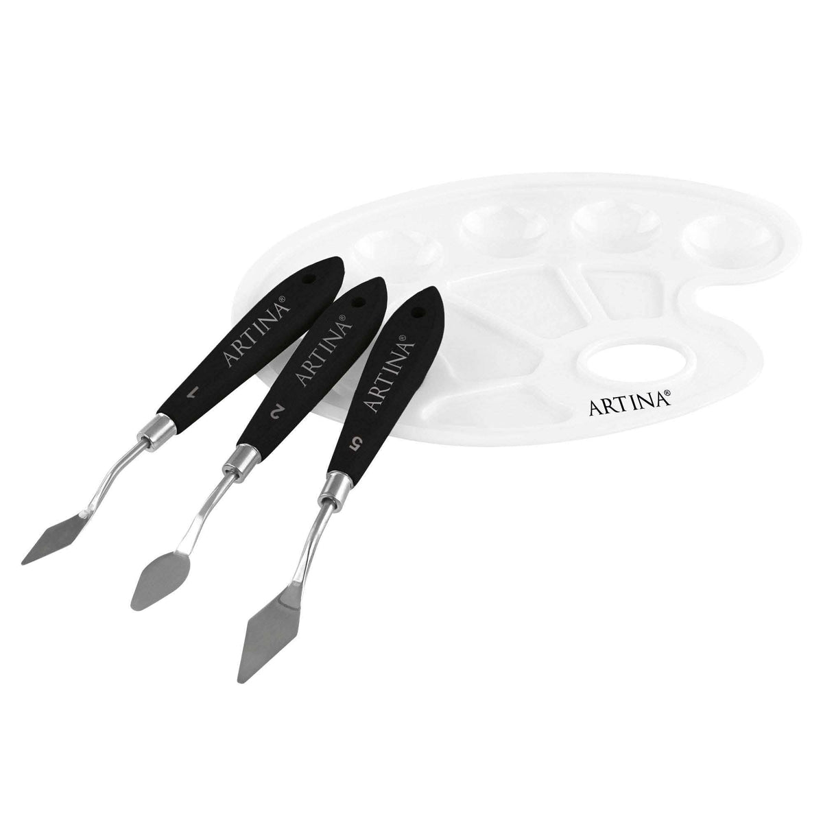 Artina Malset Elba complete painting set with 8 brushes, holder, washer, palette, and spatulas