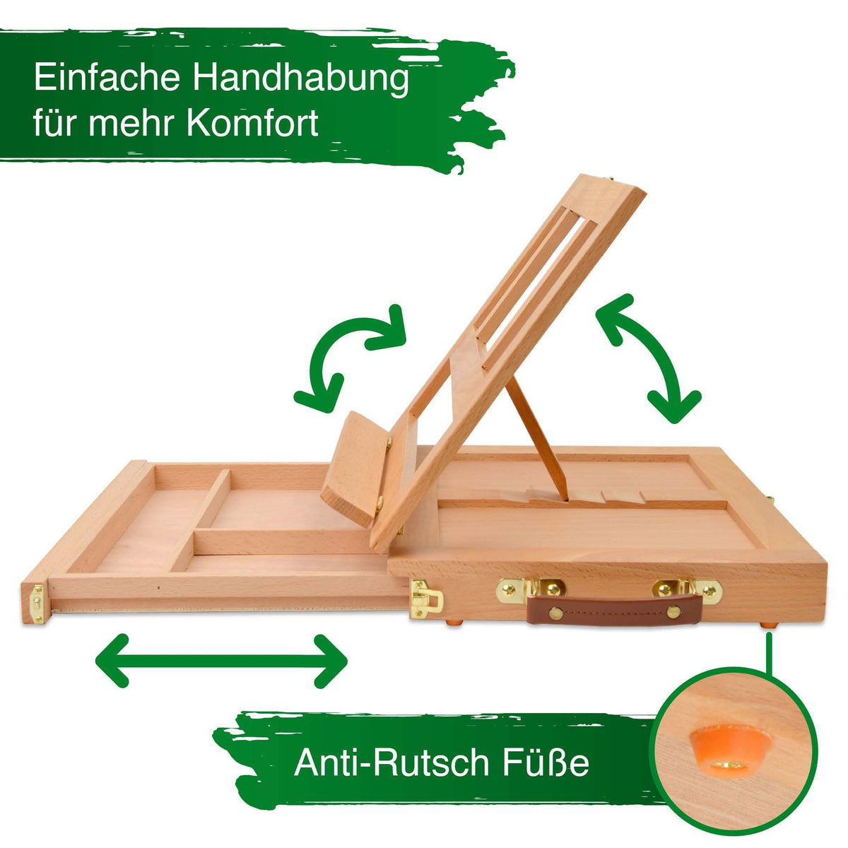 Artina Acrylfarben Malset 25-teiliges Künstler-Set mit Buchenholz Kofferstaffelei, Acrylfarben, Leinwänden und Malzubehör
