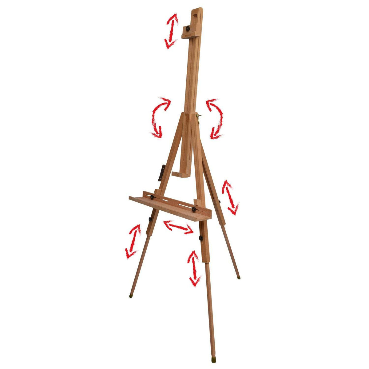 Höhenverstellbare Feldstaffelei Grenoble aus massivem Buchenholz für Leinwände bis 80cm, ideal für mobile Malerei im Freien
