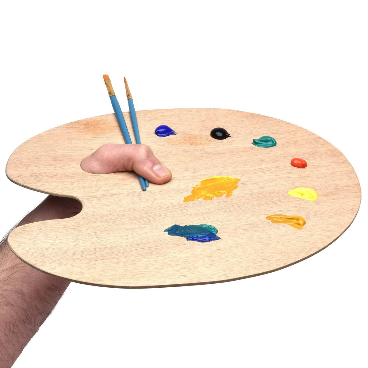 Artina Farbmischpalette oval aus massivem Vollholz mit Daumeneingriff zum Farbmischen