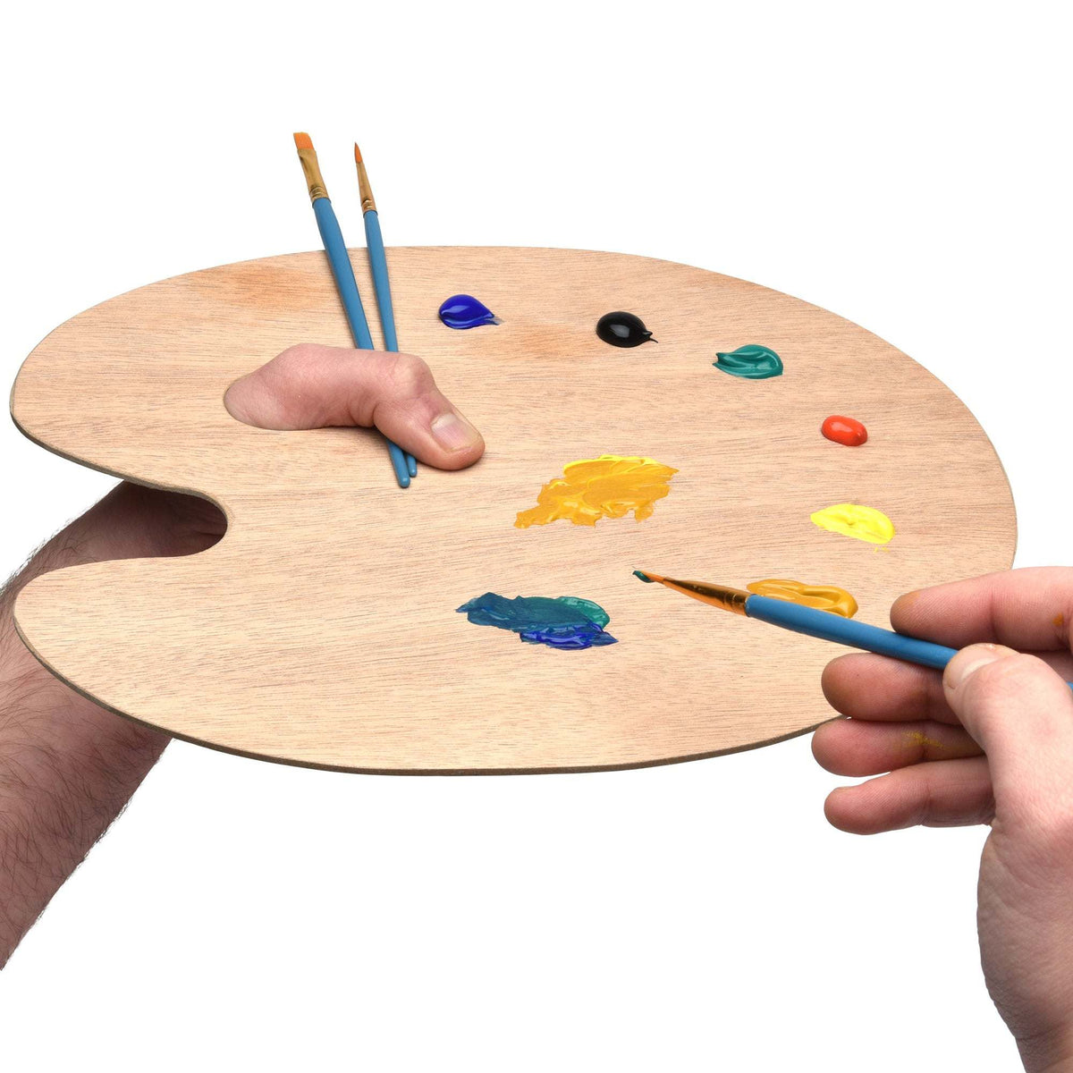Artina Farbmischpalette oval aus massivem Vollholz mit Daumeneingriff zum FarbMischen
